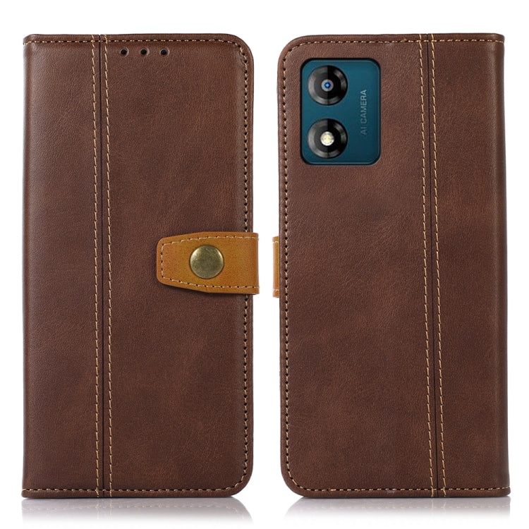 For Motorola Moto E13 4G 2023 Stitching Thread Calf Texture Leather Phone Case