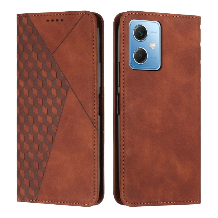 For Xiaomi Redmi Note 12 Global / Poco X5 5G Diamond Pattern Skin Feel Magnetic Leather Phone Case