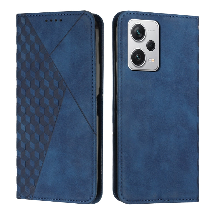 For Xiaomi Redmi Note 12 Pro 5G Global Diamond Pattern Skin Feel Magnetic Leather Phone Case