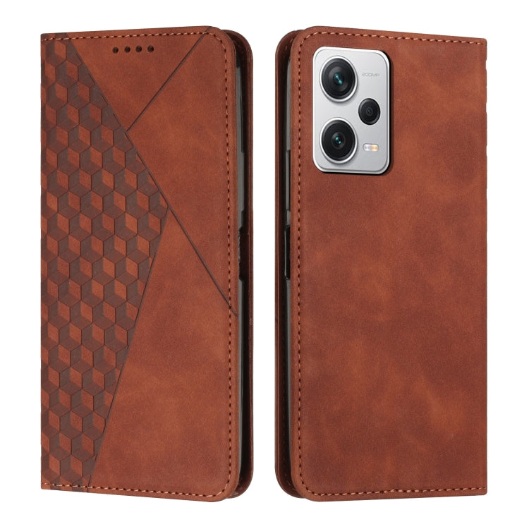For Xiaomi Redmi Note 12 Pro+ Global / Note 12 Explorer Diamond Pattern Skin Feel Magnetic Leather Phone Case