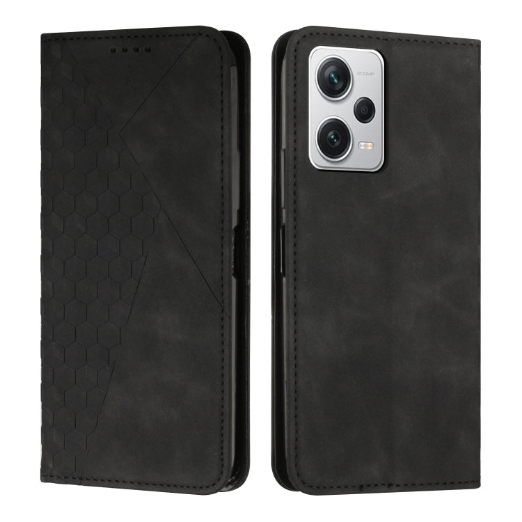 For Xiaomi Redmi Note 12 Pro+ Global / Note 12 Explorer Diamond Pattern Skin Feel Magnetic Leather Phone Case