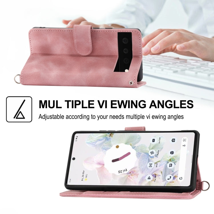 For Google Pixel 7A Skin-feel Flowers Embossed Wallet Leather Phone Case