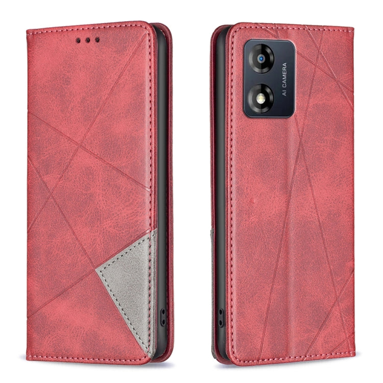 For Motorola Moto E13 4G Prismatic Invisible Magnetic Leather Phone Case