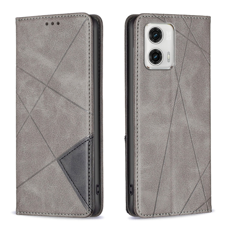 For Motorola Moto G73 5G Prismatic Invisible Magnetic Leather Phone Case