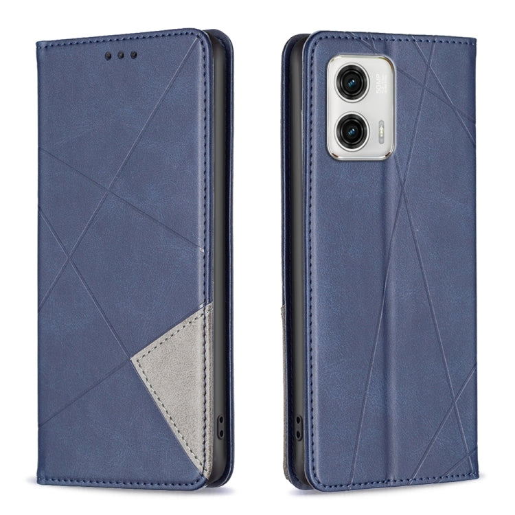 For Motorola Moto G73 5G Prismatic Invisible Magnetic Leather Phone Case