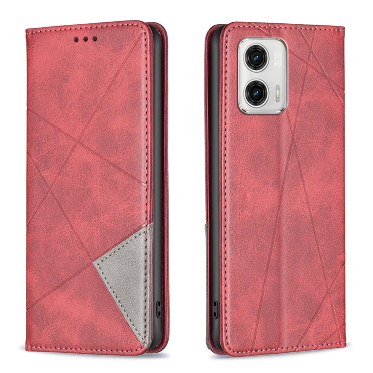For Motorola Moto G73 5G Prismatic Invisible Magnetic Leather Phone Case