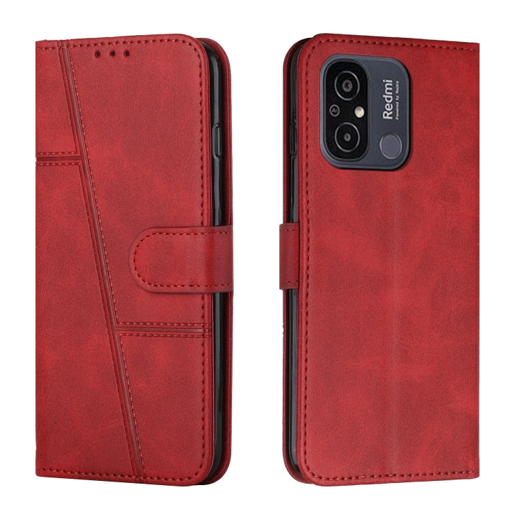 For Xiaomi Redmi 11A 4G Stitching Calf Texture Buckle Leather Phone Case