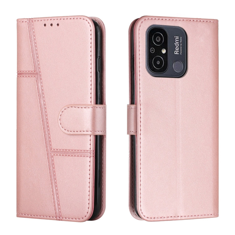 For Xiaomi Redmi 11A 4G Stitching Calf Texture Buckle Leather Phone Case