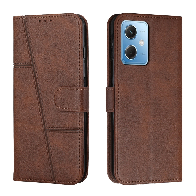 For Xiaomi Redmi Note 12 Global / Poco X5 5G Stitching Calf Texture Buckle Leather Phone Case