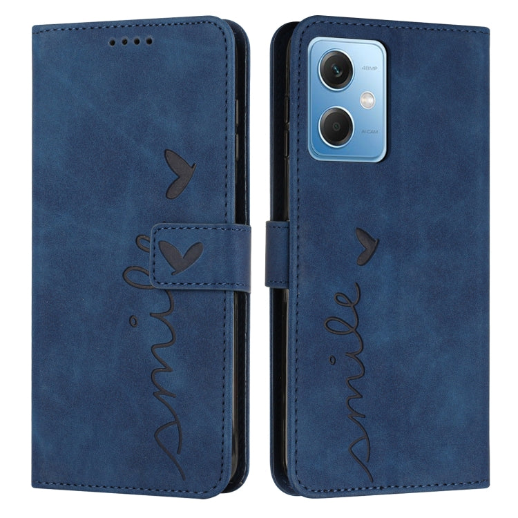 For Xiaomi Redmi Note 12 Global / Poco X5 5G Skin Feel Heart Pattern Leather Phone Case