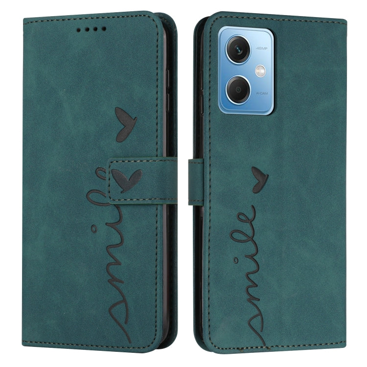 For Xiaomi Redmi Note 12 Global / Poco X5 5G Skin Feel Heart Pattern Leather Phone Case