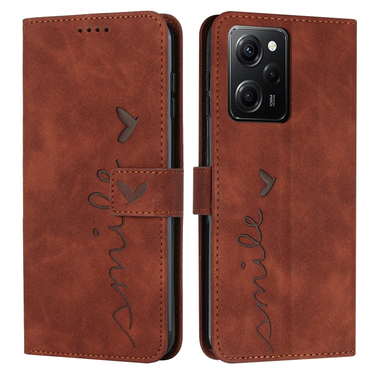 For Xiaomi Redmi Note 12 Pro Speed / Poco X5 Pro 5G Skin Feel Heart Pattern Leather Phone Case