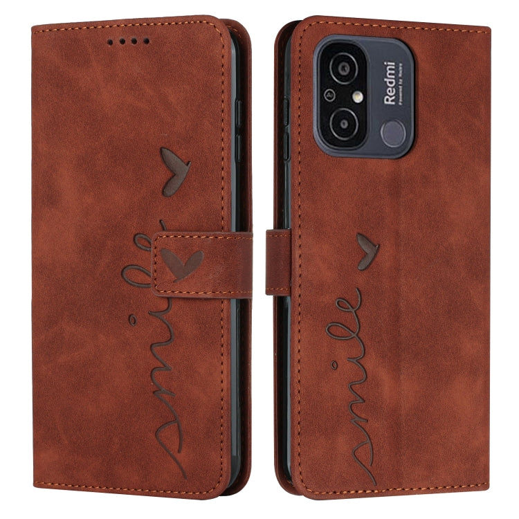 For Xiaomi Redmi 11A 4G Skin Feel Heart Pattern Leather Phone Case with Lanyard