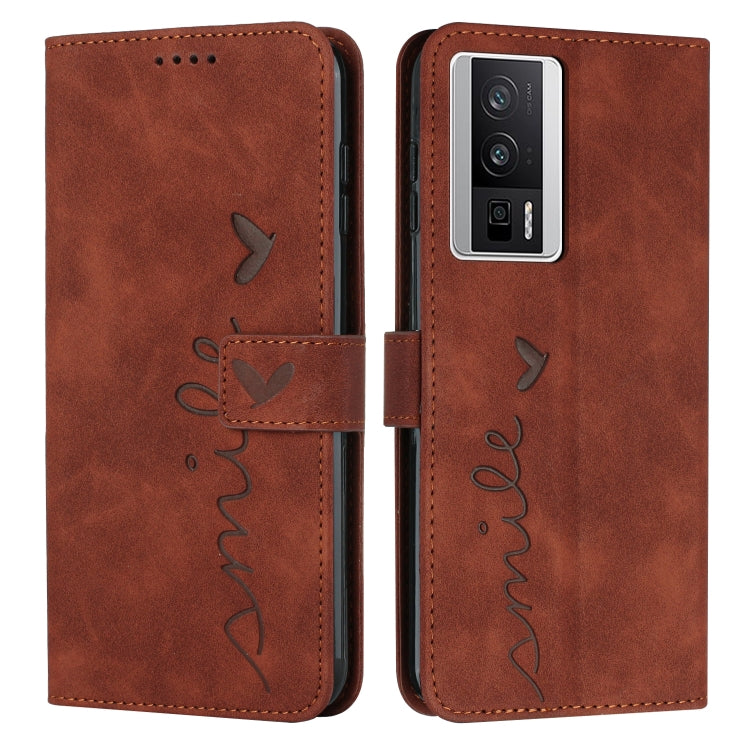 For Xiaomi Redmi K60 / K60 Pro Skin Feel Heart Pattern Leather Phone Case with Lanyard