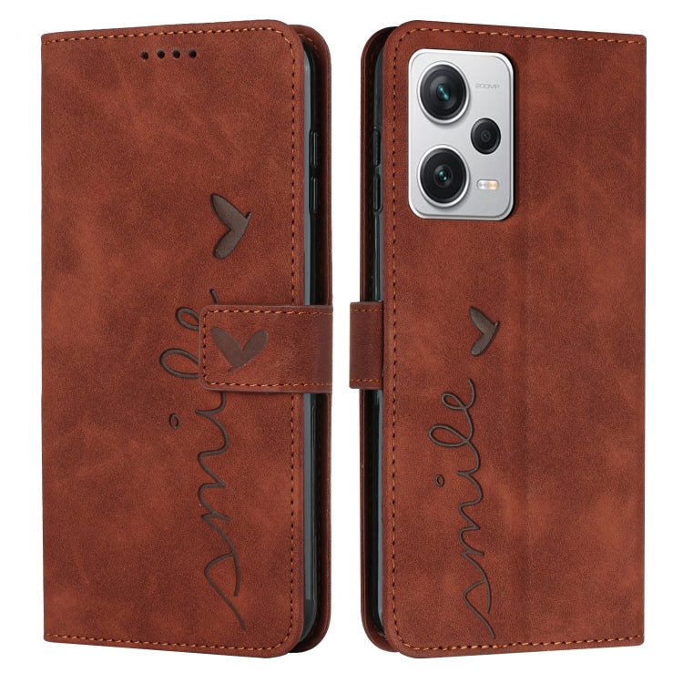 For Xiaomi Redmi Note 12 Pro 5G Global Skin Feel Heart Pattern Leather Phone Case with Lanyard