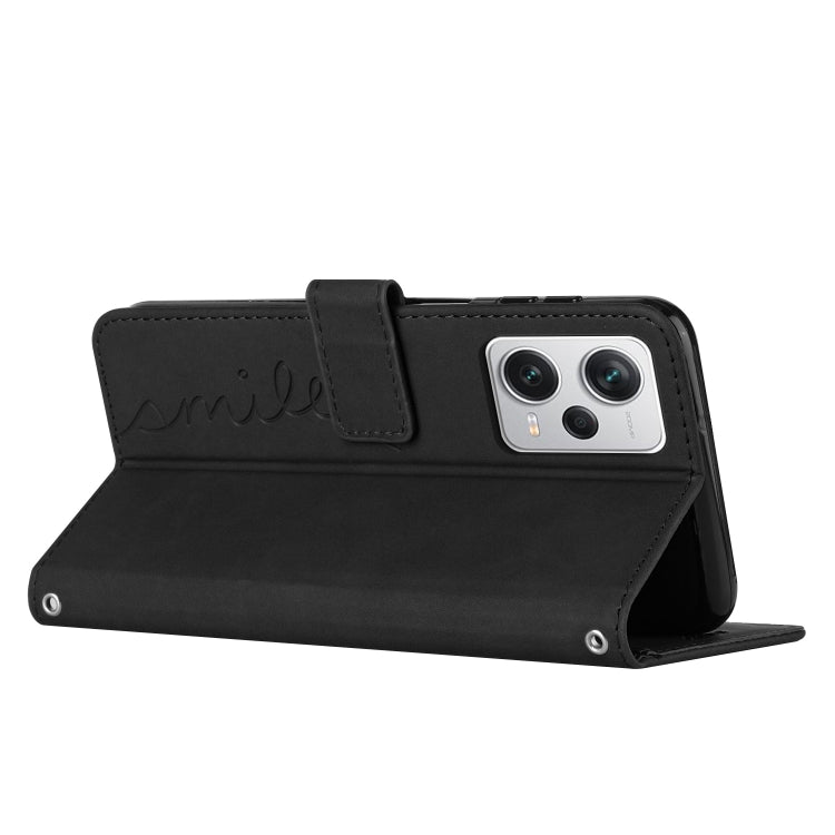 For Xiaomi Redmi Note 12 Pro 5G Global Skin Feel Heart Pattern Leather Phone Case with Lanyard