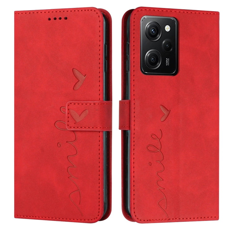 For Xiaomi Redmi Note 12 Pro Speed / Poco X5 Pro 5G Skin Feel Heart Pattern Leather Phone Case with Lanyard