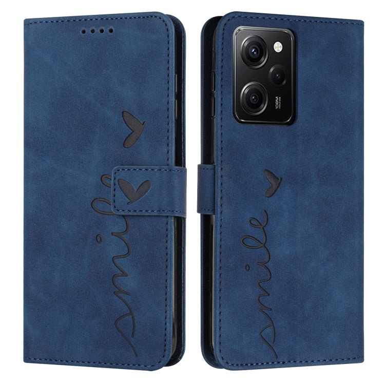 For Xiaomi Redmi Note 12 Pro Speed / Poco X5 Pro 5G Skin Feel Heart Pattern Leather Phone Case with Lanyard