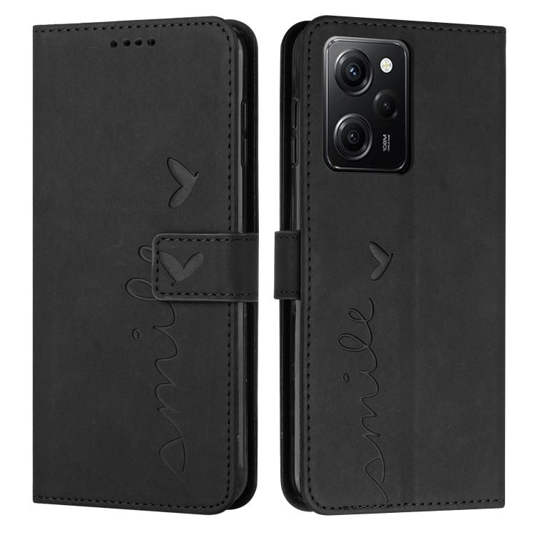For Xiaomi Redmi Note 12 Pro Speed / Poco X5 Pro 5G Skin Feel Heart Pattern Leather Phone Case with Lanyard