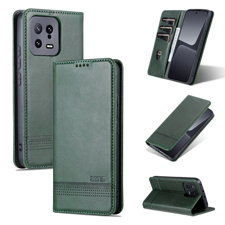 For Xiaomi 13 AZNS Magnetic Calf Texture Flip Leather Phone Case