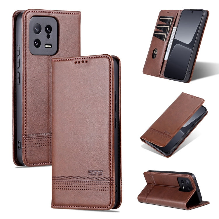 For Xiaomi 13 AZNS Magnetic Calf Texture Flip Leather Phone Case