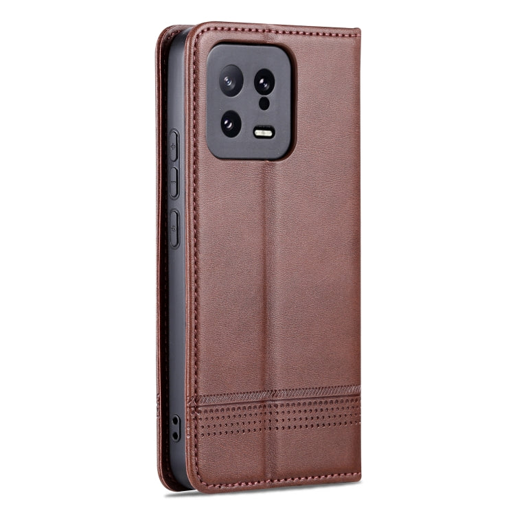 For Xiaomi 13 AZNS Magnetic Calf Texture Flip Leather Phone Case