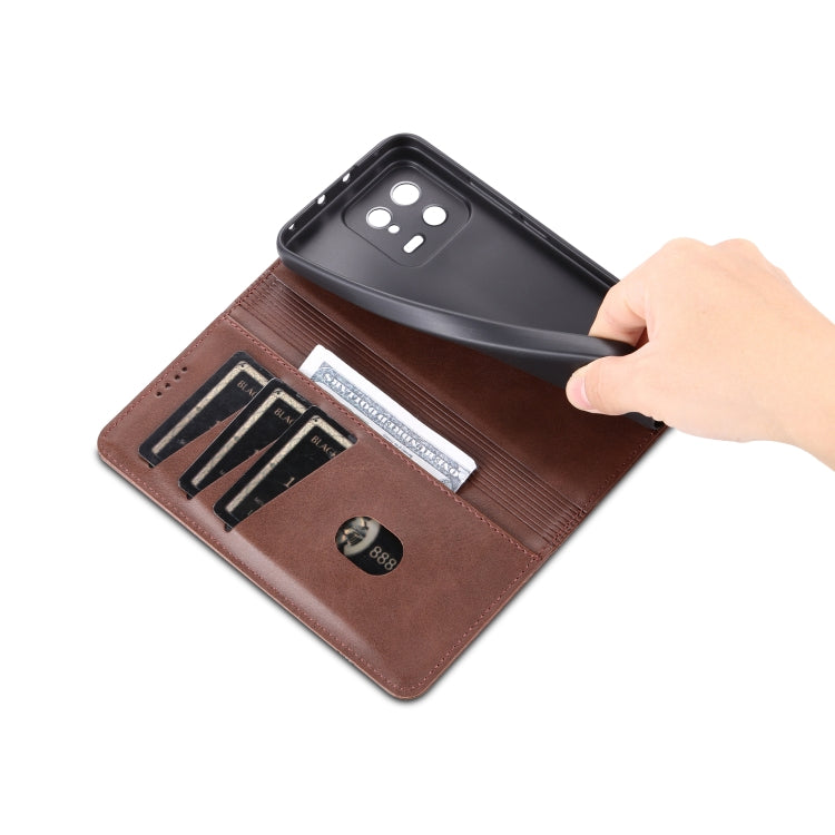 For Xiaomi 13 AZNS Magnetic Calf Texture Flip Leather Phone Case