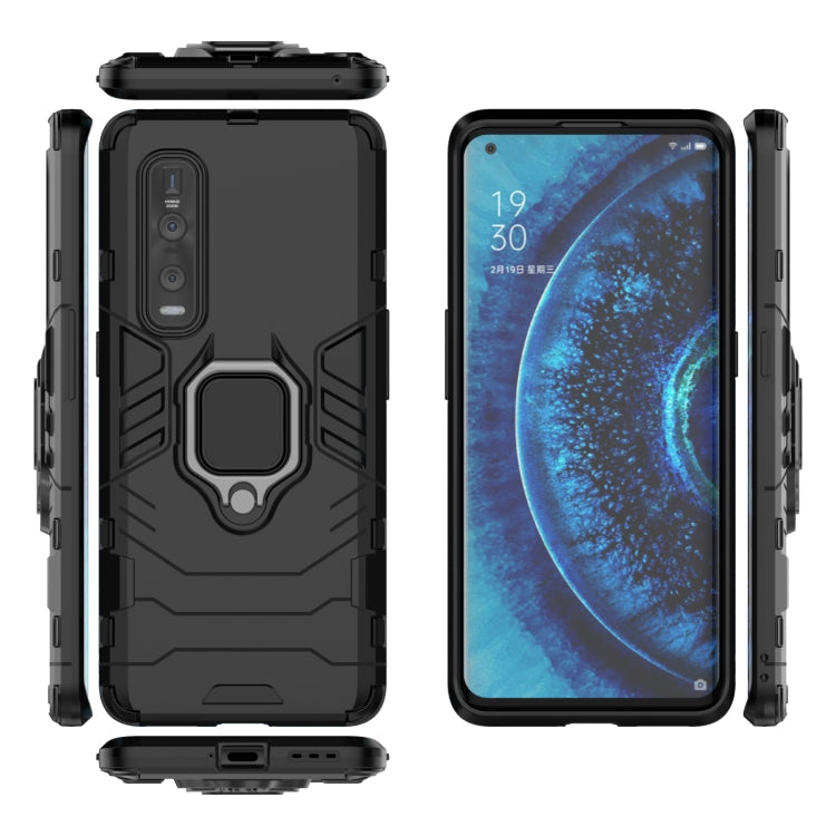 For OPPO Find X2 Pro PC + TPU Shockproof Protective Case with Magnetic Ring Holder