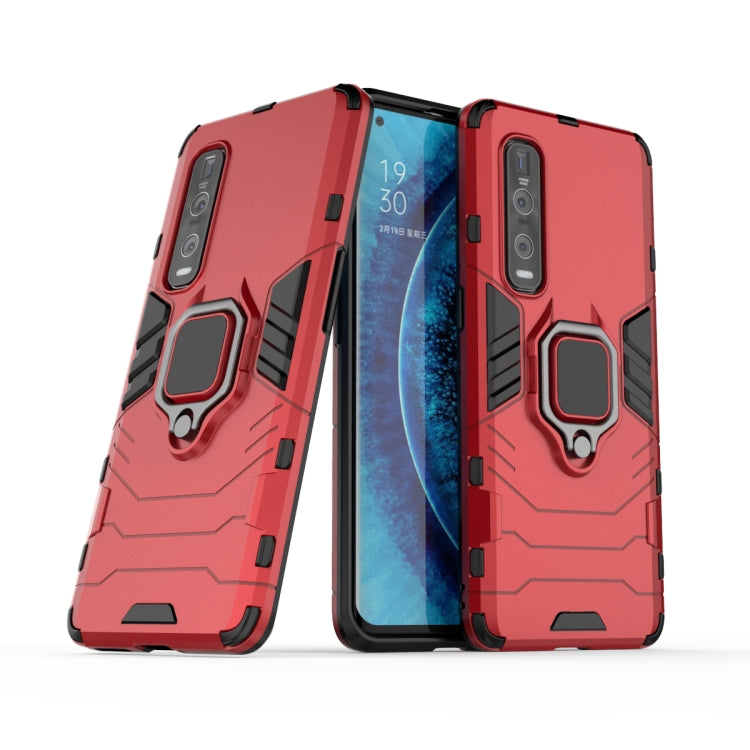 For OPPO Find X2 Pro PC + TPU Shockproof Protective Case with Magnetic Ring Holder