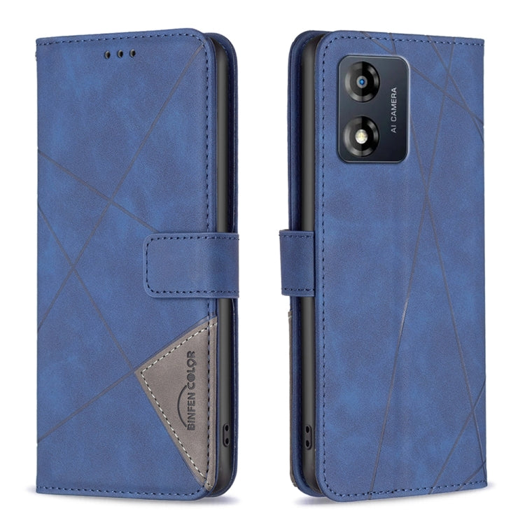 For Motorola Moto E13 4G Magnetic Buckle Rhombus Texture Leather Phone Case