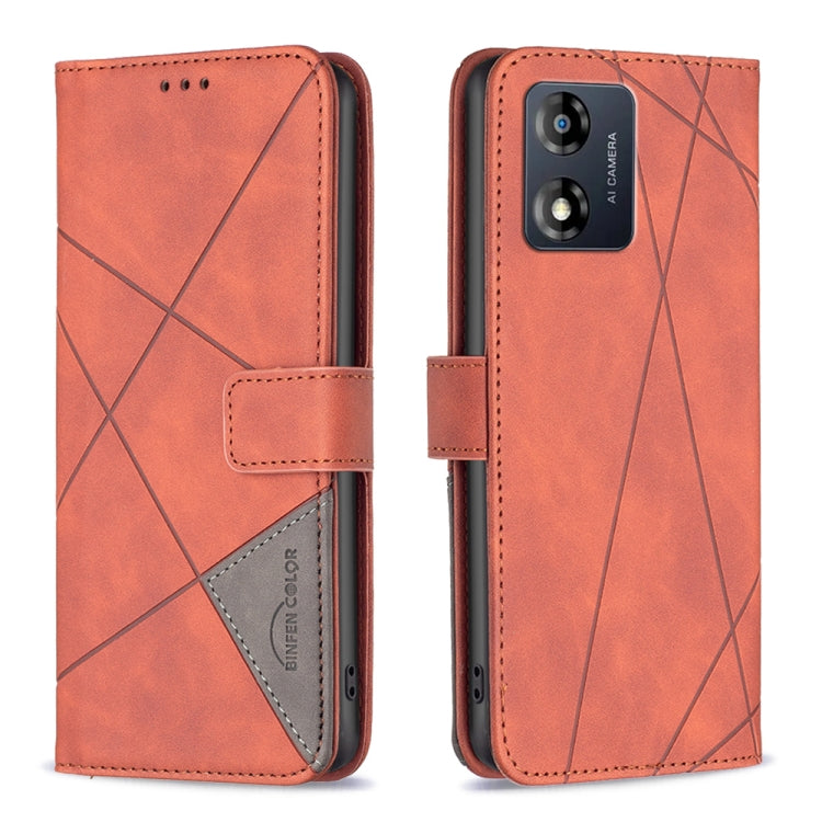 For Motorola Moto E13 4G Magnetic Buckle Rhombus Texture Leather Phone Case
