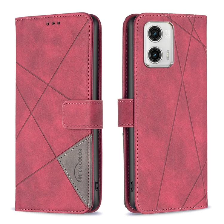 For Motorola Moto G73 5G Magnetic Buckle Rhombus Texture Leather Phone Case