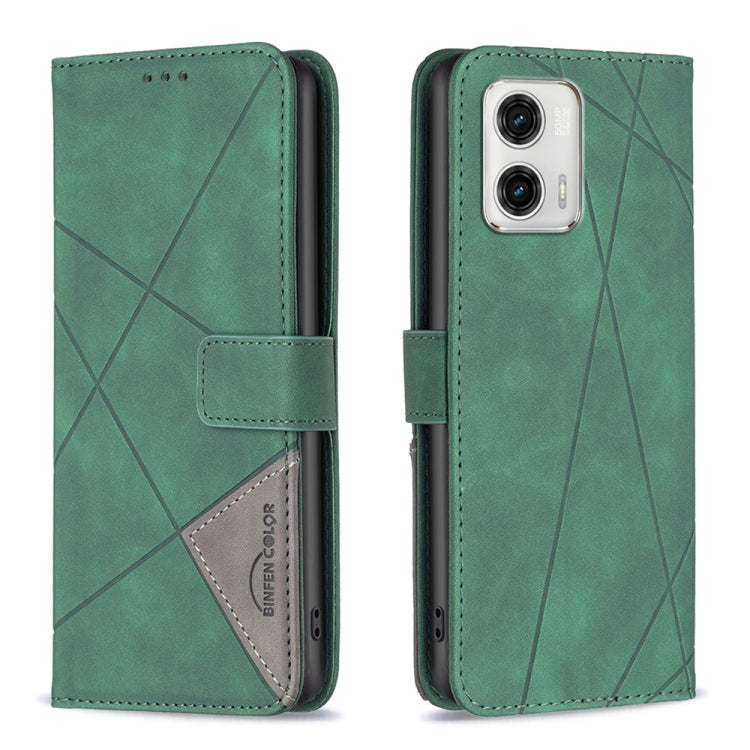 For Motorola Moto G73 5G Magnetic Buckle Rhombus Texture Leather Phone Case