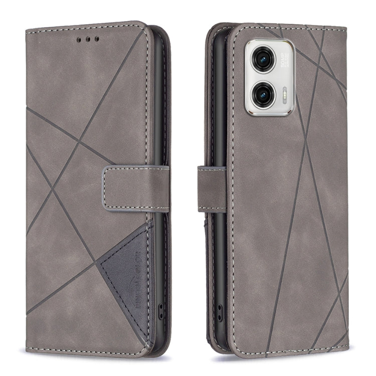 For Motorola Moto G73 5G Magnetic Buckle Rhombus Texture Leather Phone Case