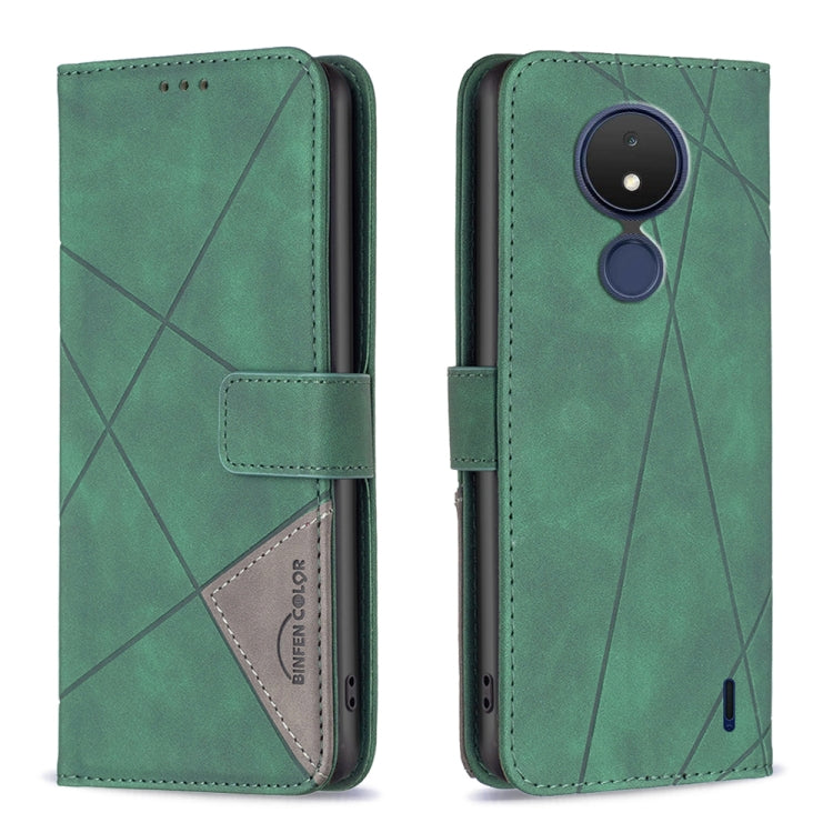 For Nokia C21 Magnetic Buckle Rhombus Texture Leather Phone Case