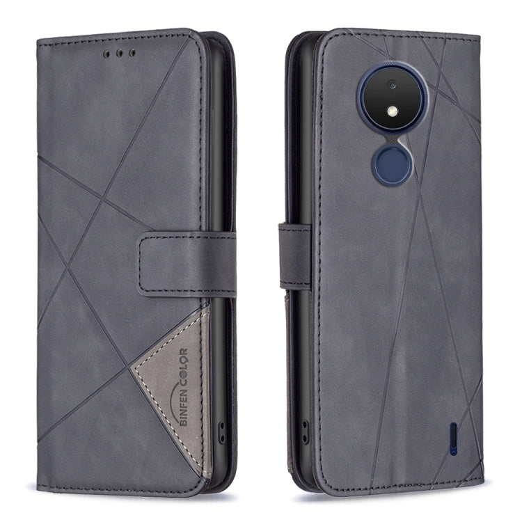 For Nokia C21 Magnetic Buckle Rhombus Texture Leather Phone Case