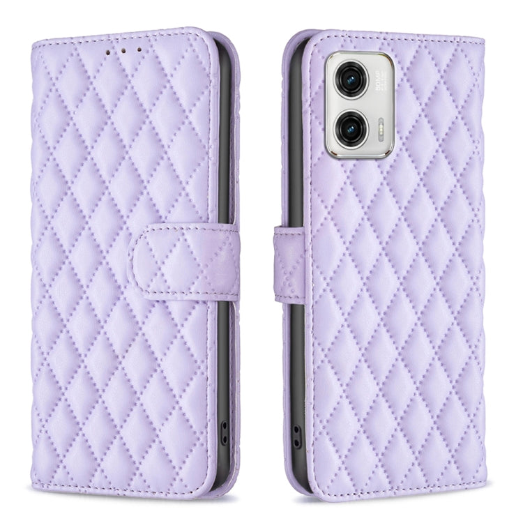 For Motorola Moto G73 5G Diamond Lattice Wallet Leather Flip Phone Case