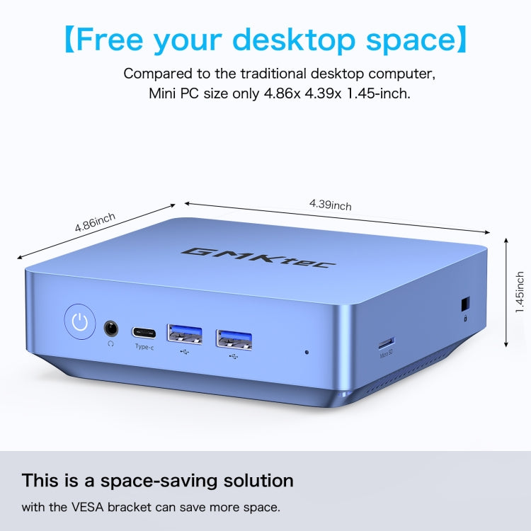 GMK KB10 Windows 11 Home Mini PC, 16GB+512GB, AMD Ryzen 7 5800U Quad Core, Support WiFi & BT