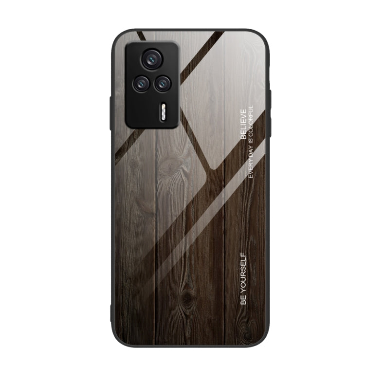 For Xiaomi Redmi K60E Wood Grain Glass Phone Case