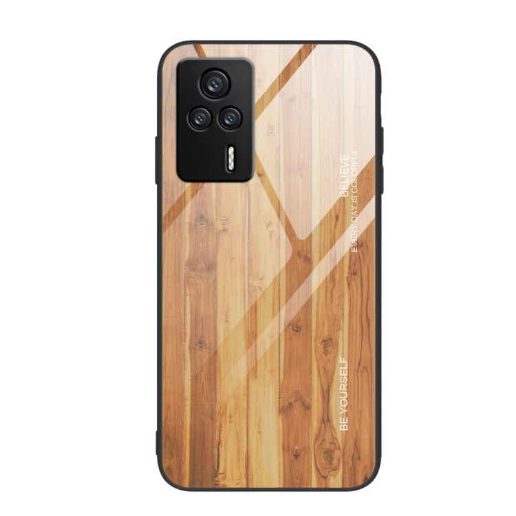 For Xiaomi Redmi K60E Wood Grain Glass Phone Case