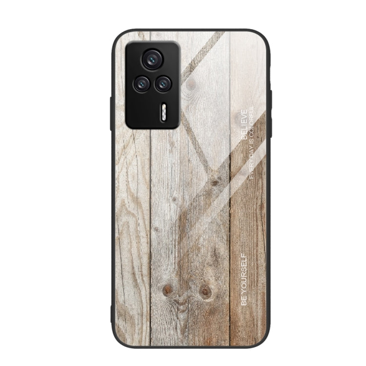 For Xiaomi Redmi K60E Wood Grain Glass Phone Case