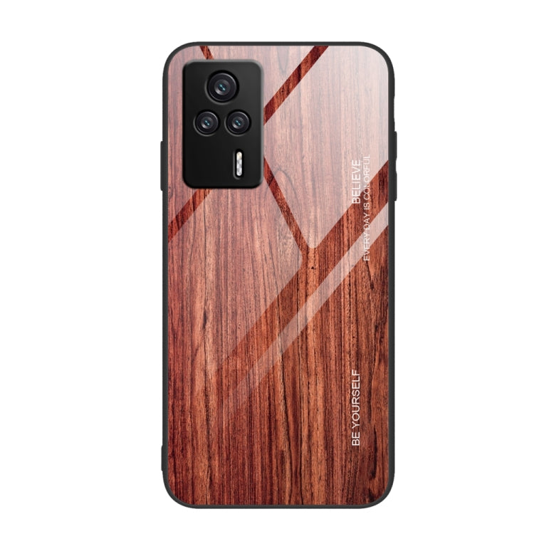 For Xiaomi Redmi K60E Wood Grain Glass Phone Case