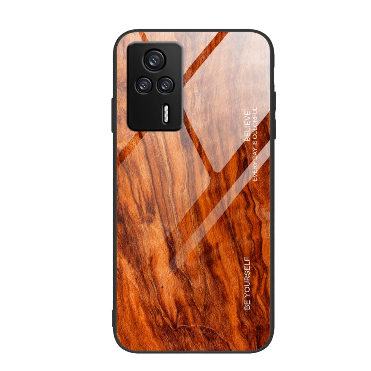 For Xiaomi Redmi K60E Wood Grain Glass Phone Case