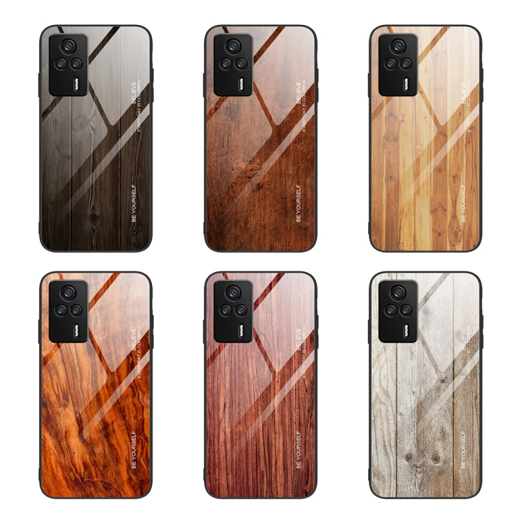 For Xiaomi Redmi K60E Wood Grain Glass Phone Case