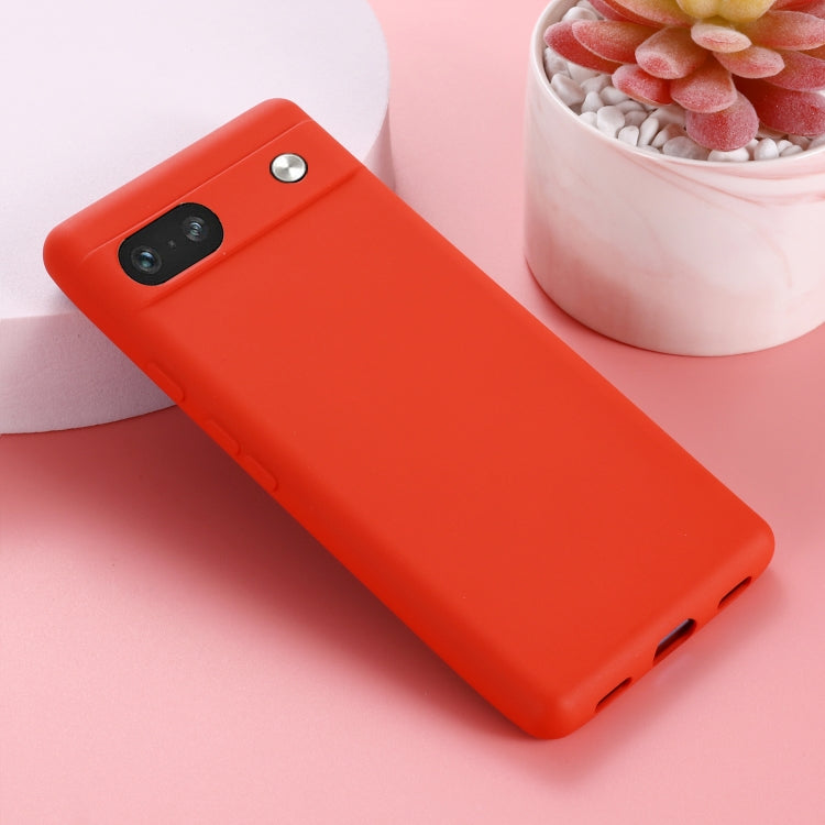 For Google Pixel 7a Pure Color Liquid Silicone Shockproof Phone Case