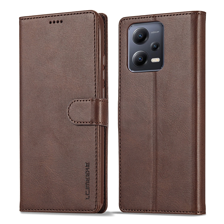 For Xiaomi Redmi Note 12 5G/Poco X5 LC.IMEEKE Calf Texture Horizontal Flip Leather Case