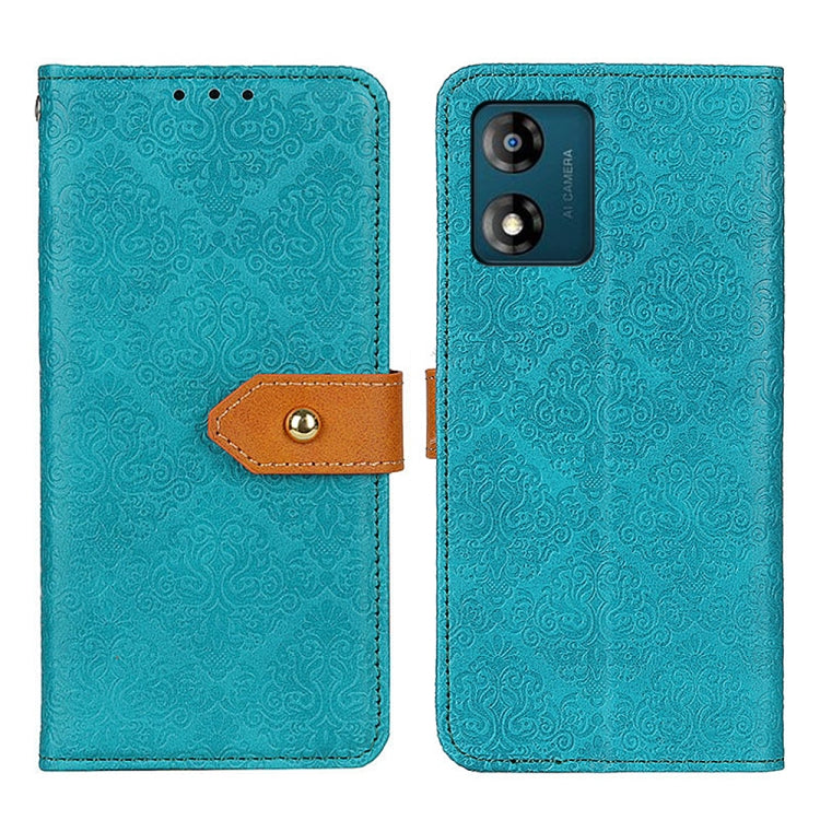 For Motorola Moto E13 4G 2023 European Floral Embossed Flip Leather Phone Case
