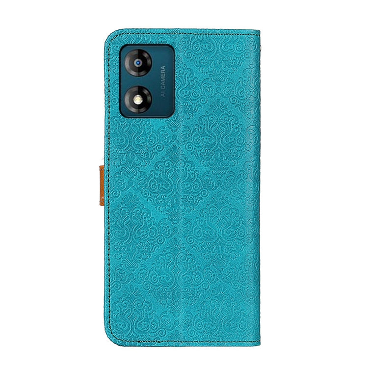 For Motorola Moto E13 4G 2023 European Floral Embossed Flip Leather Phone Case