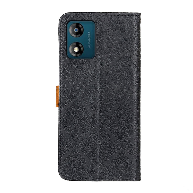 For Motorola Moto E13 4G 2023 European Floral Embossed Flip Leather Phone Case