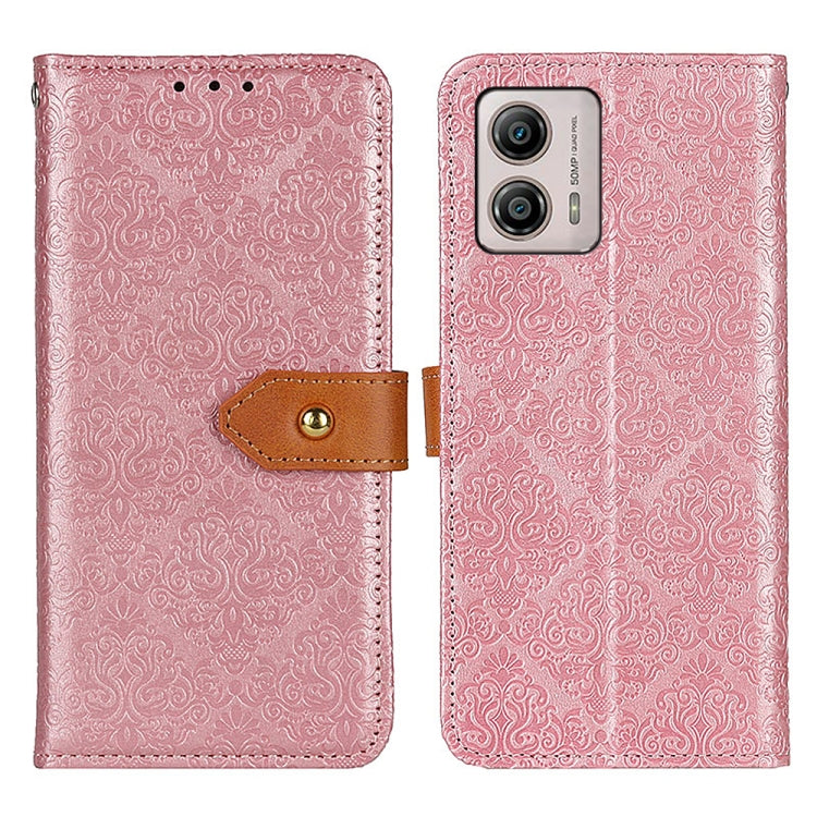 For Motorola Moto G53 5G European Floral Embossed Flip Leather Phone Case